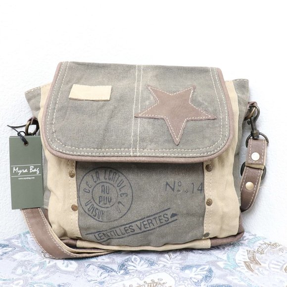 🆕Myra Bag STAR Crossbody Bag Leather Canvas Purse Women Travel Casual Work - Picture 1 of 12